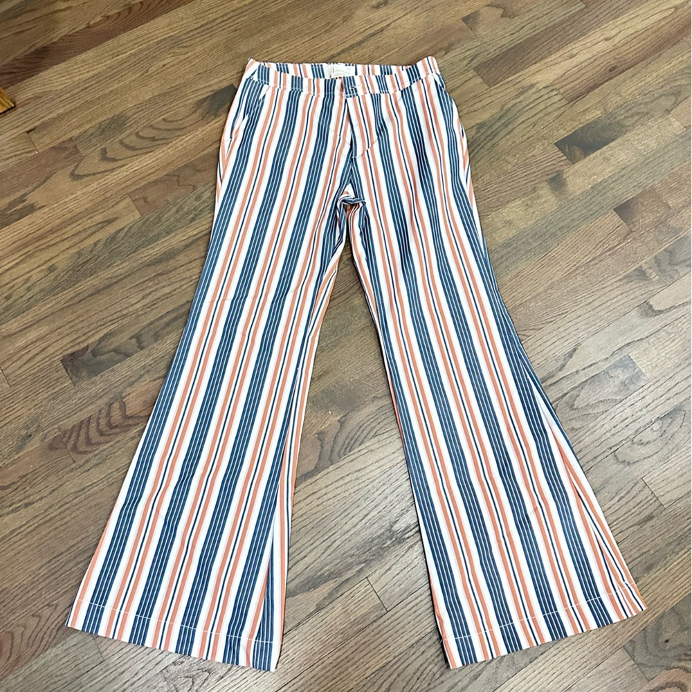Anthropologie Women’s Mid Rise Trousers Flare white, orange and blue - Picture 5 of 7